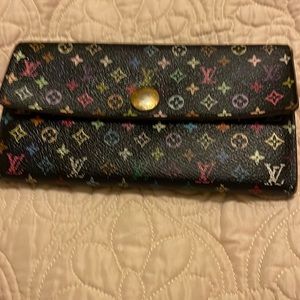 1347 Louis Vuitton Multi Black Canvas Long Wallet authentic